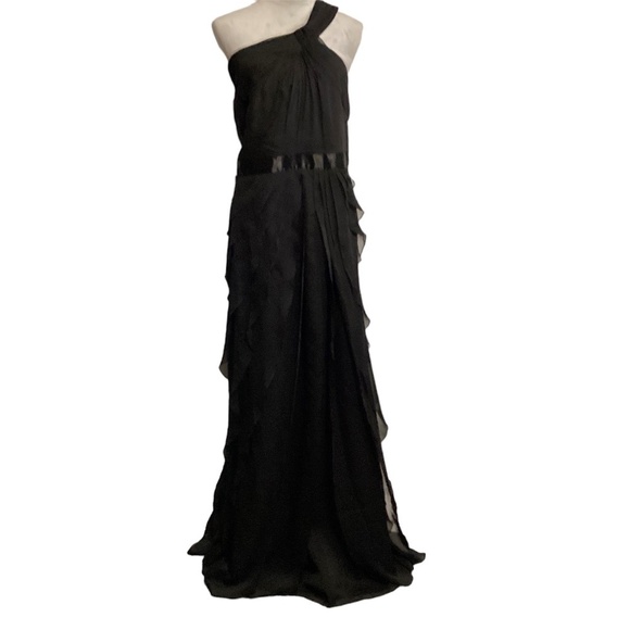 Adrianna Papell gown SZ 22W Black one shoulder flowy layers luxurious elegant… - Picture 1 of 16